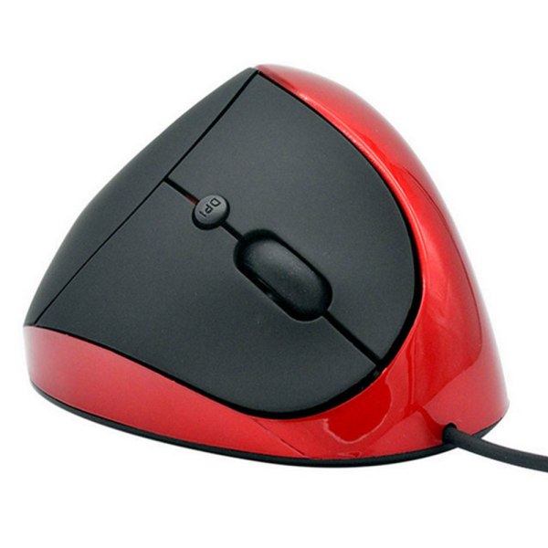Kabeltilkobling vertikal mus, liten ergonomisk mus Optisk høyprecisionsmus 800/1200/1600 DPI, 6 knapper, [for små hender] - Svart-rød