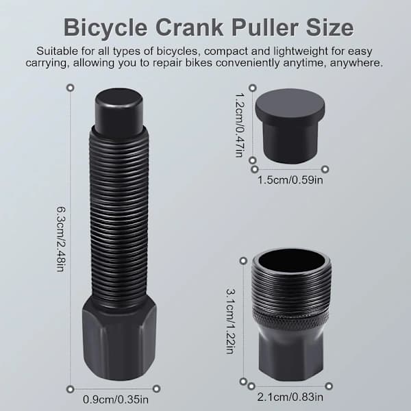 Bottom bracket puller for square and spline cranks, durable and compact