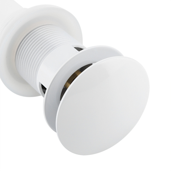 Kitchen Bathroom Basin Sink White Coating Brass Pop Up Waste Drain Stopper with Overflow Hole