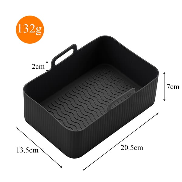 Airfryer Silikonform, Rektangulär Silikonbehållare för Airfryer, Silikonform för Airfryer svart black-tfrf black medium size