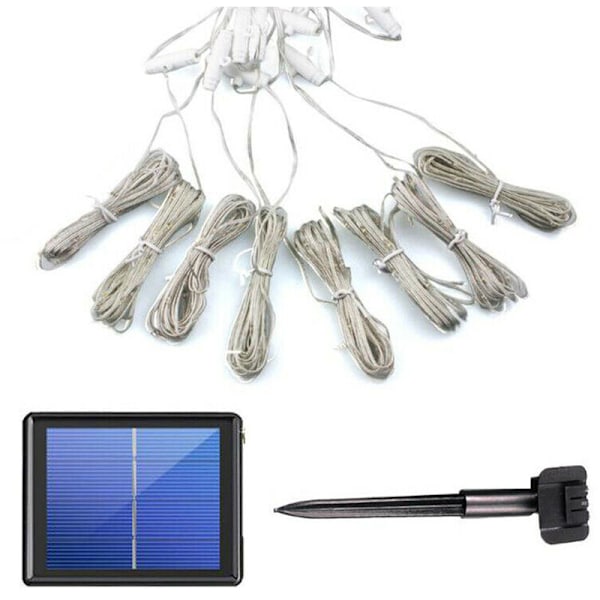 Solcellelamper for parasoll - 104 LED - med fjernkontroll - 8 moduser - IP67 - Vanntett - for fest, jul, halloween, camping (positivt hvit