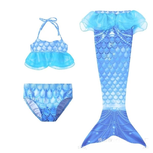 Sjöjungfru Baddräkt Bikini Mermaid Tail Flicka Lila 140 140