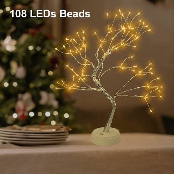 Varma vita LED Bonsai trädlampor, 108 justerbara grenar, inomhus USB-lampa med fjärrkontroll Varm vit Varm vit Parent