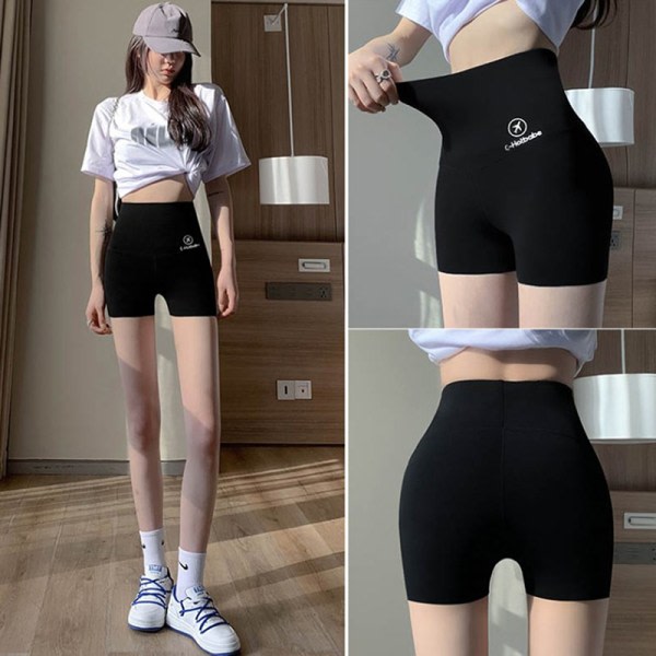H?g midja s?ml?sa shorts kvinnors issilke platt mage H?ftlyft Gr? S