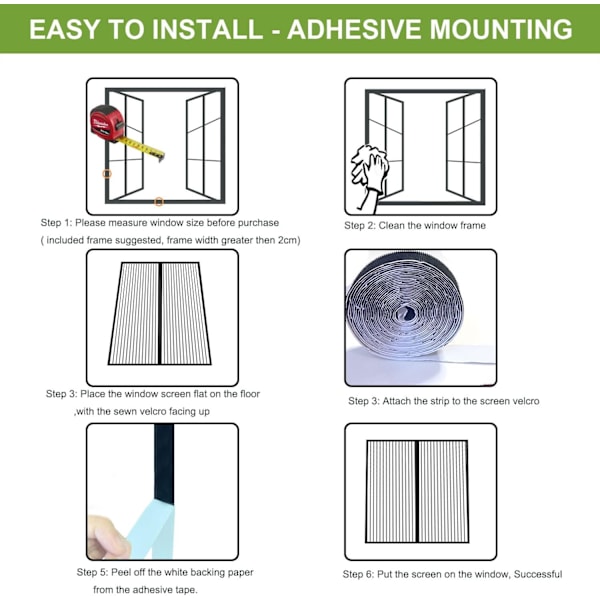 Magnetisk insektsnetting vindu, magnetisk insektsdør myggnetting skyvevindu med magneter anti mygg insekter, fint nett, med borrelås svart black 70*140CM