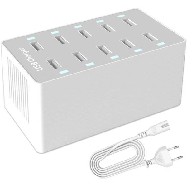 CDQ USB ladestasjon, 50W 10-portars USB-laddarnav