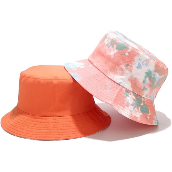 Søt bøttehatt strandfiskehatter for kvinner, vendbar dobbeltsidig bruk Tie Dye