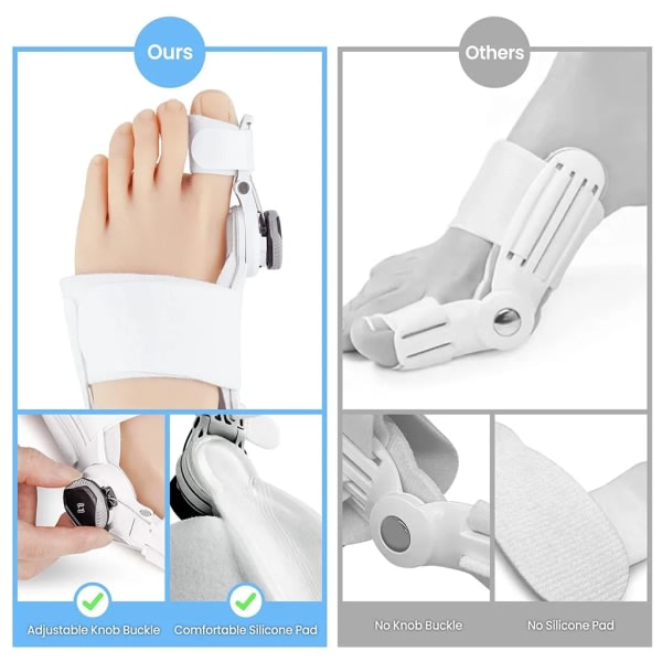 1* Hallux Valgus Korrigerare, Hallux Valgus Tåseparator - Vit