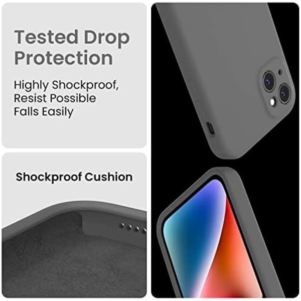 FireNova Designad for iPhone 13-deksel, Silikonoppgradert [kamerabeskyttelse] telefondeksel med [2 skjermbeskyttelse], myk anti-ripe mikrofi Space Grey