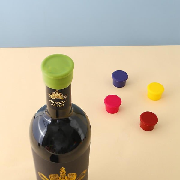 CDQ 5-pack silikonikorkar för vin, öl och läsk - blandade färger - återanvändbara