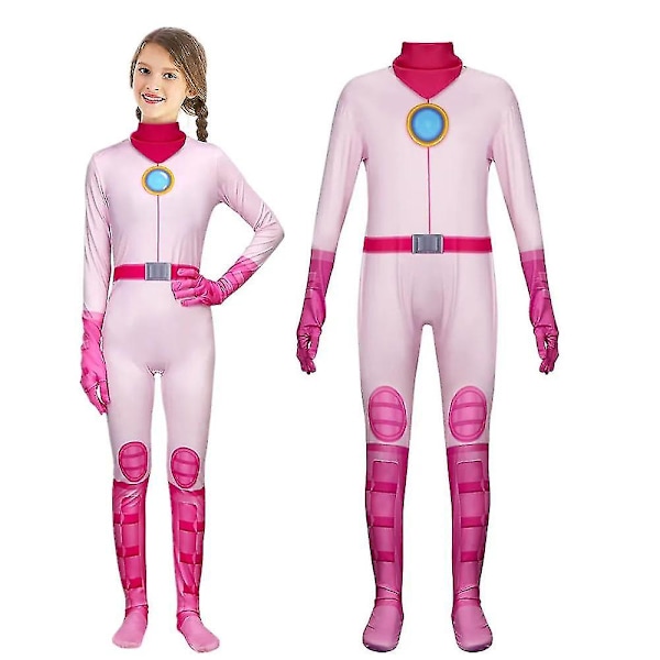 Rollspels Peach Princess Klänning För Flickor Daisy Rosalina Cosplay Kostym Comic Con Barn Peach Balklänning Halloween Party Robe 130cm