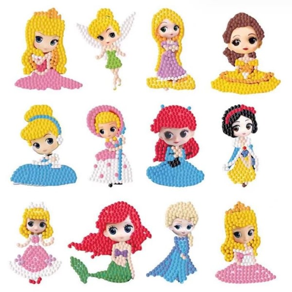 12 st Disney Princess Barn Handgjorda Diamond Sticker Set Present 12ST