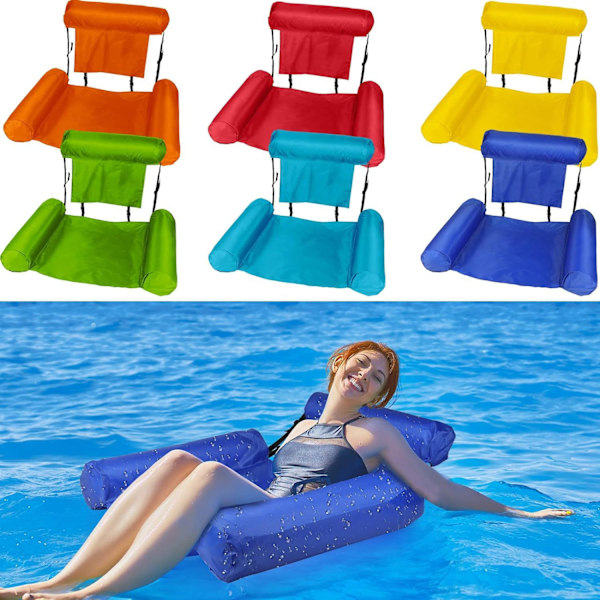 Uppblåsbar Vattenhängmatta Flytande Stol, Hopfällbar Vattenlounge för Pool och Strand, Blå Blue