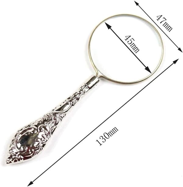 Förstoringsglas 4x 45mm Retro Legering Handhållet Lupp för Läsning Hobby Observation Vuxna Barn Silver silver