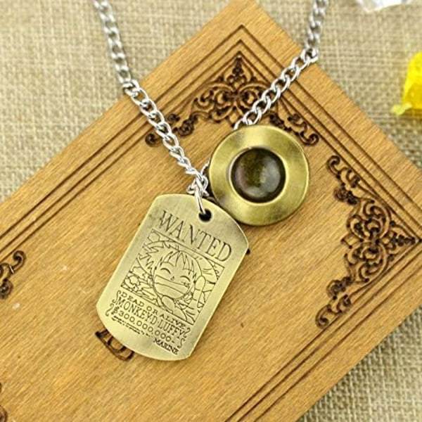 CDQ Anime One Piece Luffy Skelett Hänge Halsband The Straw Hat Pirates Rep Kedja Hänge Halsband för Män Pojkar Cap Cosplay för Pojkar Män