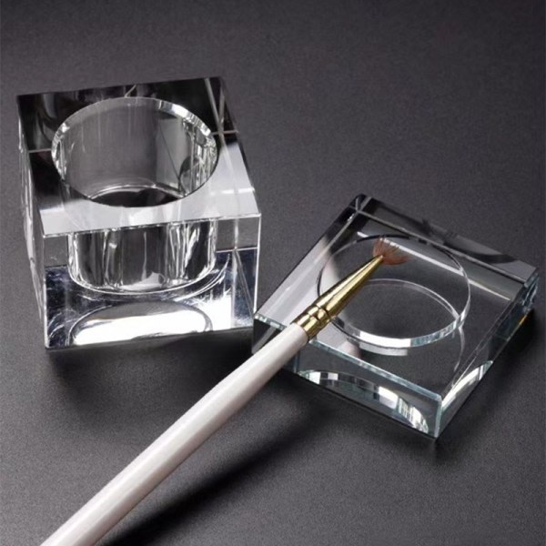 CDQ Fyrkantig glaskristall Dappen skålkopp metalllock Monivärinen