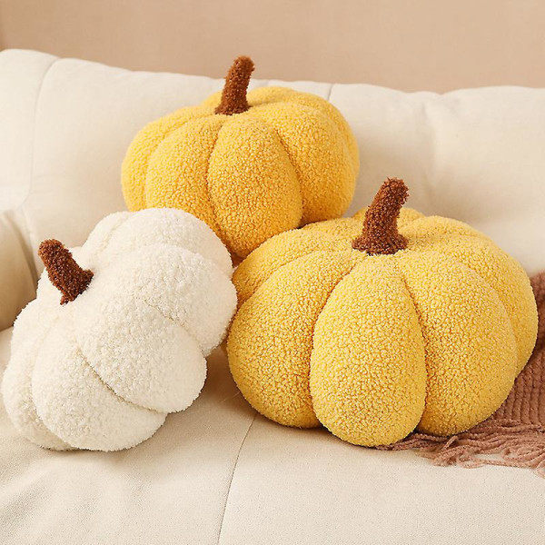 Pumpa Decor Plysj gresskar pute, Halloween gresskar fylt leketøy gresskar 3D-formet pute for interiør hvit 20cm white 20cm