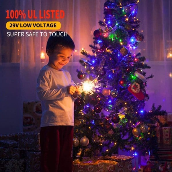 Julbelysning, Vattentäta Julgransljus för Utomhusbruk, 200 LED-lampor, 20 meter, Färgglada