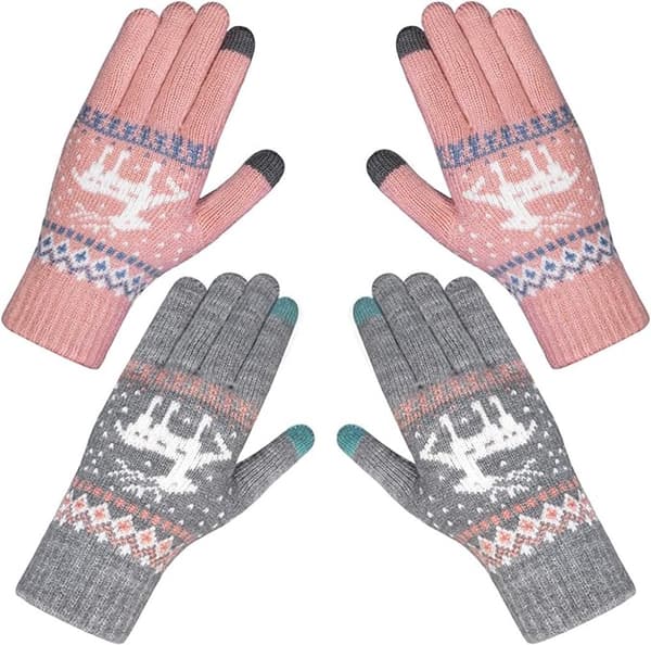 Vinterhandsker til kvinder - Varm touchscreen-handsker med snefnugprint - Unisex - Genanvendelige