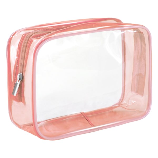 Vattentät pvc transparent kosmetisk väska, bærebar resa rosa