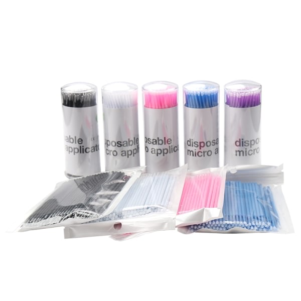 100 Pack Micro Brushes Engångsborstar för ögonfransapplikator D pink