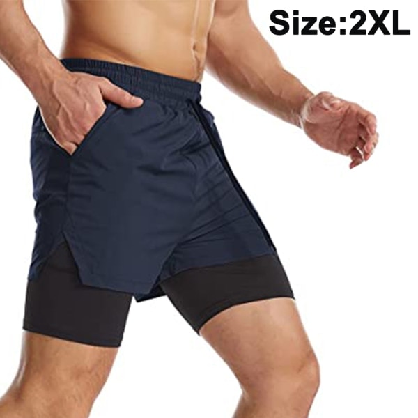 1. Treningsløpeshorts 2-i-1 for menn - Lettvekt, perfekt for gym og yoga
