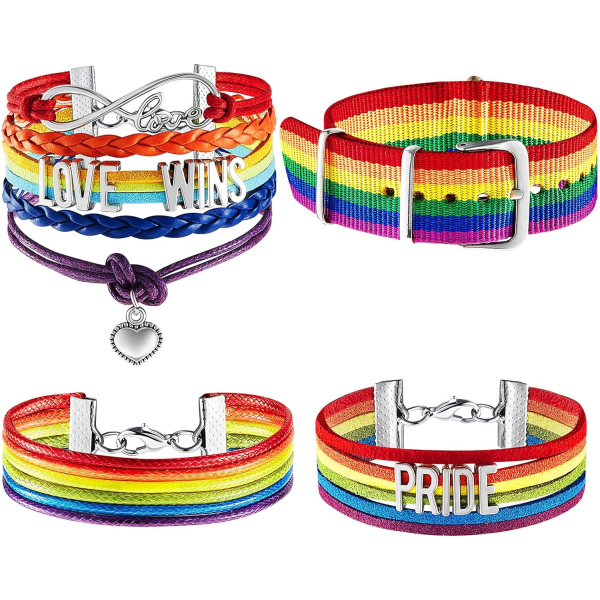 4 delar regnbågsarmband regnbågskärlek armband pride armband pride handgjorda armband regnbågsnylon