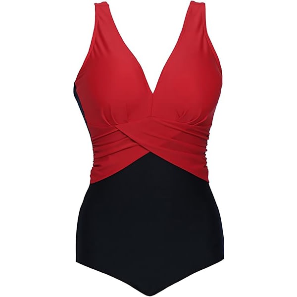 CDQ Dambaddräkt V-ringad monokini push-up U-rygg 1 röd-1 MCDQ