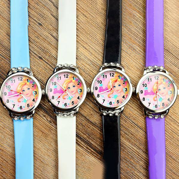 36MM Barbie Barnklocka Diamantklocka Mode Flickklocka Rosa_TF