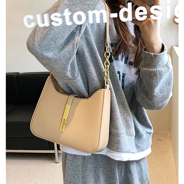 2024 Nyt Modisk Vegansk Læder Skuldertaske til Kvinder Håndtasker Lille Tote Taske Casual Top Håndtag Satchel khaki