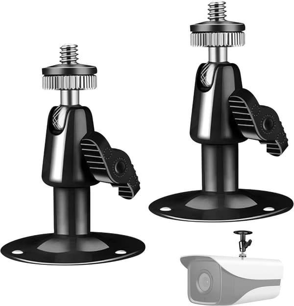 Metal Camera Mount 2 Pieces - Black - 360° Rotatable - Wall Mounted for Security Camera - Indoor/Outdoor - With Screws