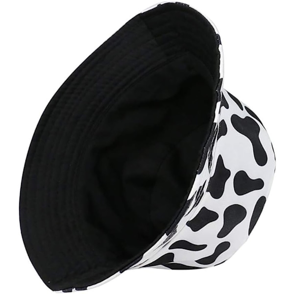Söt bucket hat strandfiskarhattar för kvinnor, vändbar dubbelsidig användning Cow