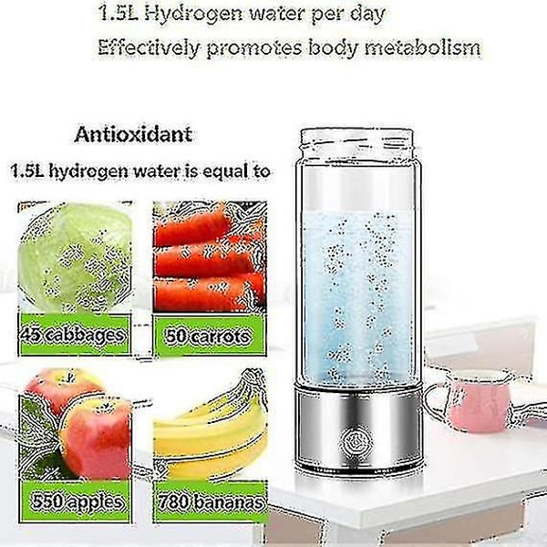 Hydrogen Generator Vattenflaska, Real Molecular Hydrogen Rich Water Generator Ionizer Maker Machine Flaska med Spe Chamber Technology Hydrogen Water