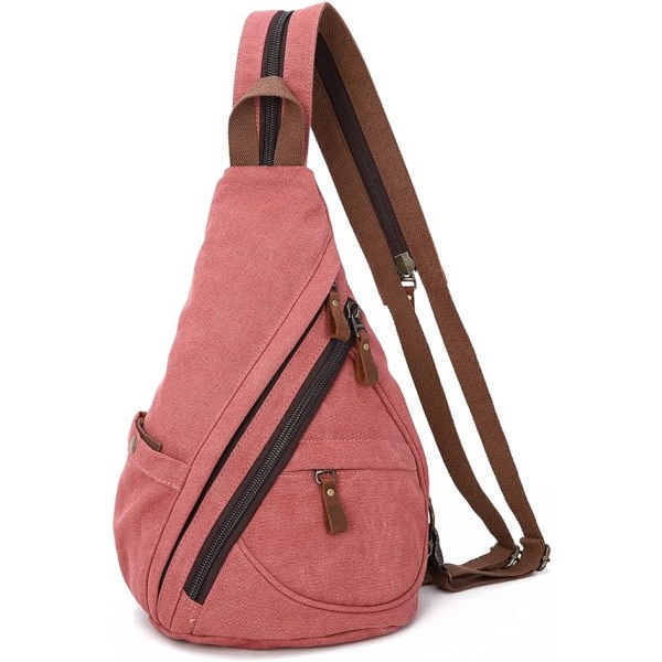 Canvas Sling Bag - Liten Crossbody ryggsäck Skulder Casual Daypack ryggsäck for män kvinnor