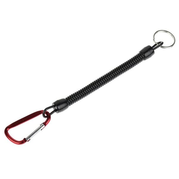 Infällbar nyckelring med elastisk spiralkabel och karbinhake för nycklar och vardagsbruk, röd Röd