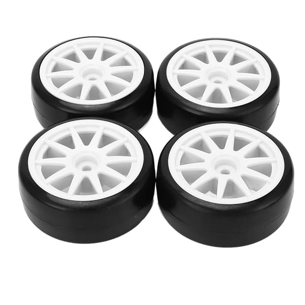 4 stk. RC Drift Dæk Hjul Gummi Plast Hårde Dæk til Biltilbehør 12mm Hex Sort_tfrf