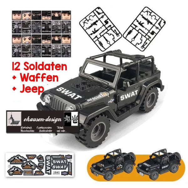 Armésoldater Jeep SWAT byggstenar US Army verktyg milit?rt vapen Cobi 100% kompatibel