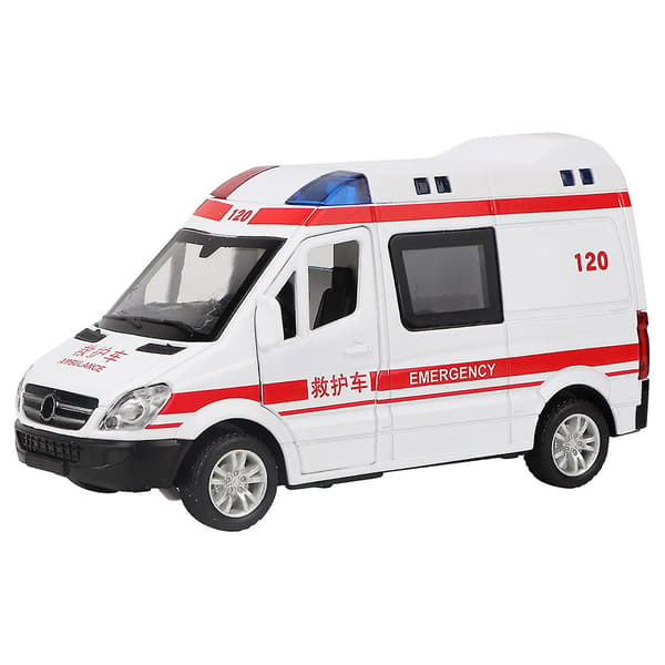 1:36 Hospital Ambulance Rednings Diecast Legeringsmodel Med Træk Tilbage Lyd Lys Til Børnelegetøj