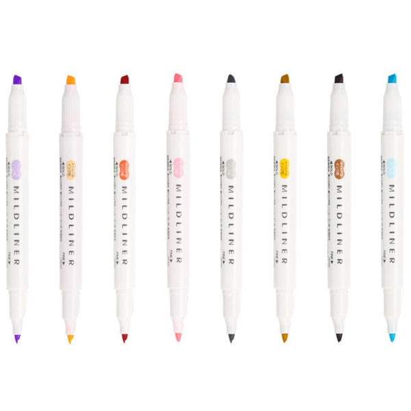 Dobbeltsidet highlighter-sæt, brede og fine spidser,