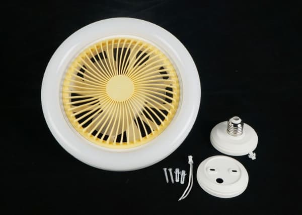 10-tommer LED-loftlampe med ventilator (hvid), E27 36W dæmpbar loftventilatorlampe, stille hvid