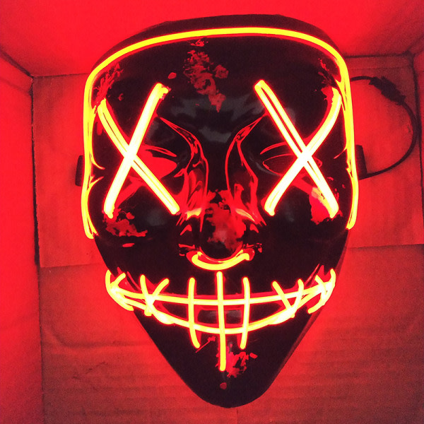 LED Glow Mask EL Wire Light Up The Purge Movie Costume Light P Punainen yksikokoinen