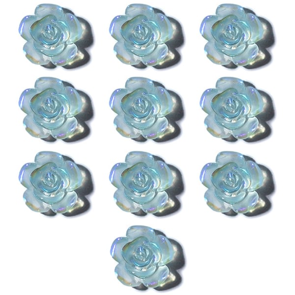 CDQ Nail Art 3D Resin White Rose Flower Design Aurora Petal Nail form6