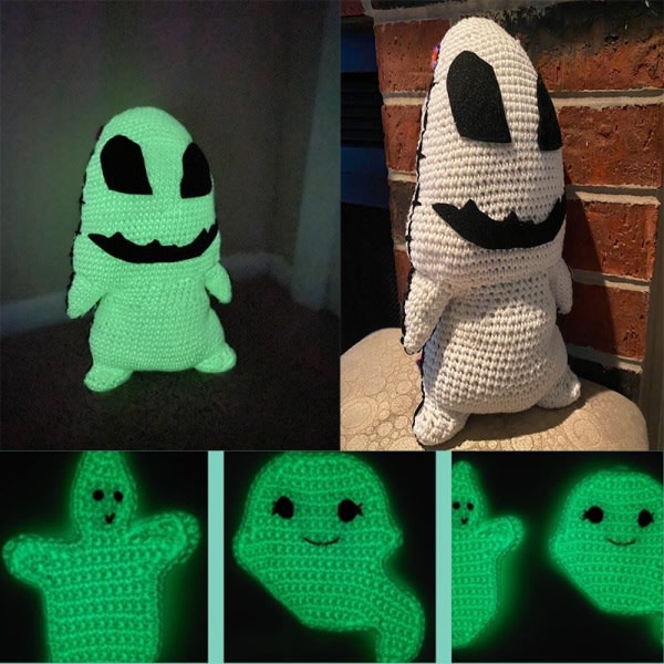 Stickgarn Glow Wool Mjuk 50m/Rulle Nya funktionella sömnadstillbehör Glow In The Dark Ljusblå Ljusblå
