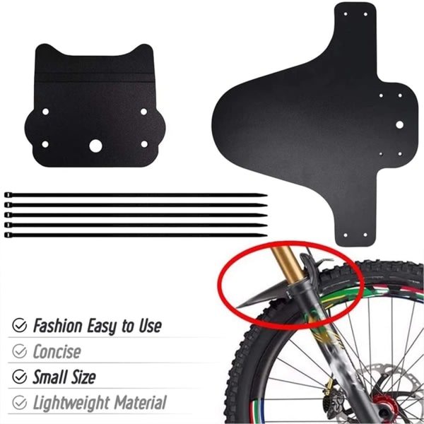 CDQ Cykelstänkskærm, fram- og bakkompatibla stænkbeskyttelse + cykelstänkskærm, sort