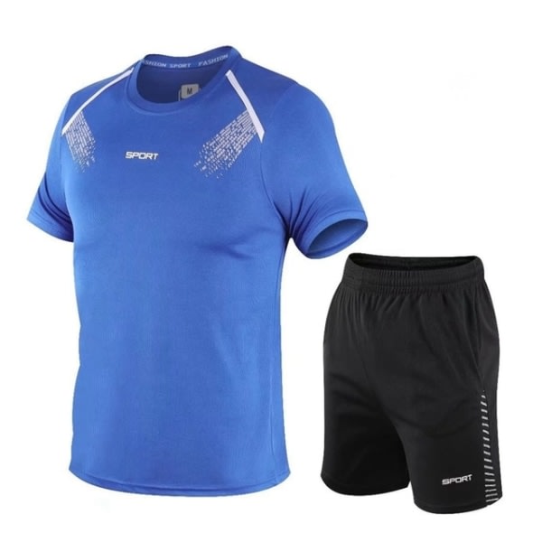 Fashion Summer Gym Wear Snabbtorkande sportkläder i två set blue 5XL zdq