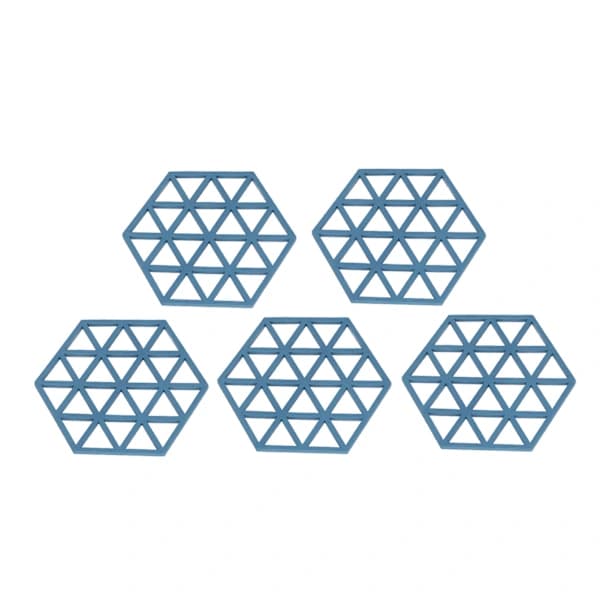1st Table Mat Geometric Hexagonal Hollow Silicone Blue Insulation Pads for Chicken Restaurant Tea Coffee Cup