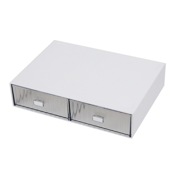 Desk Drawer Organizer Waterproof Dustproof Plastic DIY Combination Multilayer Stackable Drawer Storage Box Striped White 2 Drawers