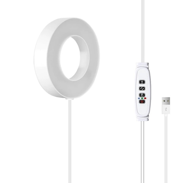 Takmonterad Växtlampa för Inomhusväxter, 48 LED Fullspektrum LED Halo Växtlampa, Säker Spänning Växtlampa med 4/8/12H Auto Switch, 4 Dimbara Ljusstyrkor White warm light 1 headlight