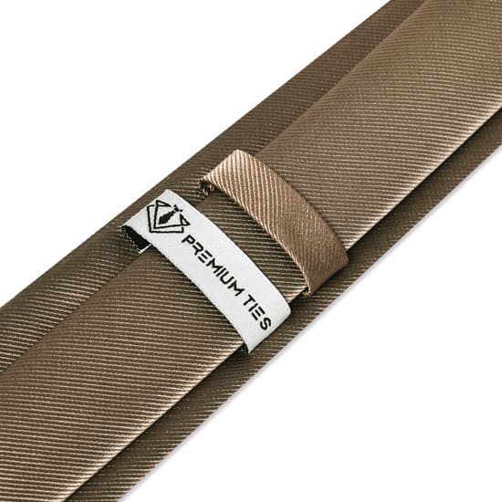 Slips- och näsduksset för herrar, klassisk brun slips i polyester med presentask för bröllop, affärer och formella tillfällen