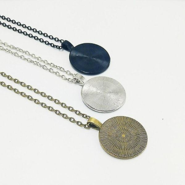 Handgjorda Nya Retro Utsökta Tillbehör Legering Glas Blå Ögon Svart Cat Time Pendel Halsband Familjefoto Privat Anpassad
